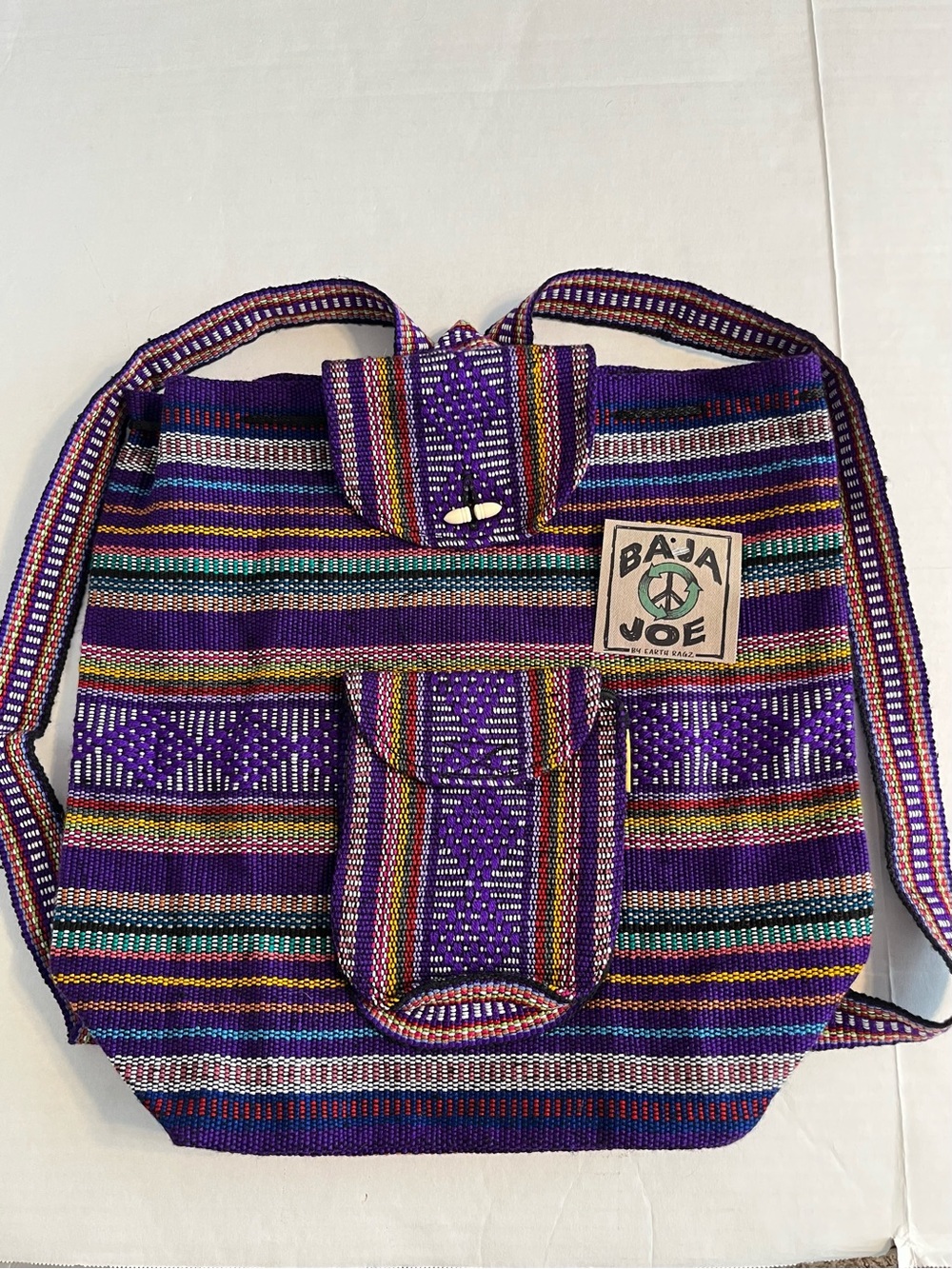 Baja Joe Pinzon Mexican Woven Backpack Hippie Festival Vacation Peasant Boho NWT